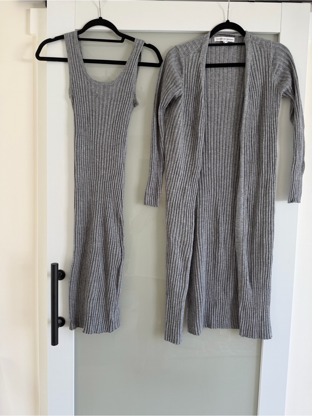 Cupcakes and Cashmere Gray Ribbed Dress & Cardigan Set | Size S